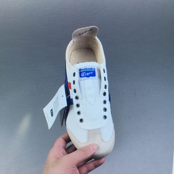 Onitsuka Tiger White Sneakers with Blue and Red Accents - Picture 3 of 8